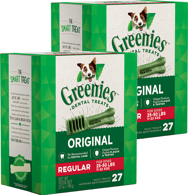 Greenies 健綠 潔牙骨 11~22kg 中型犬專用, 原味, 27oz, 2盒
