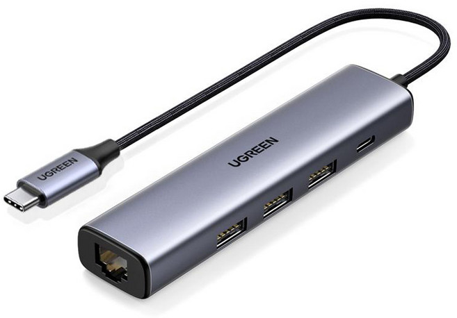 UGREEN 綠聯 4合1 USB 3.0 多功能千兆鋁製LAN網路集線器 CM475, 1個, 灰色
