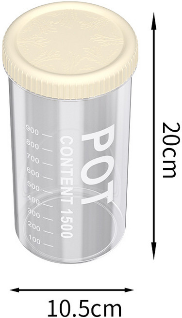 五穀雜糧防潮密封儲存罐, 1套, 奶油白1500ml