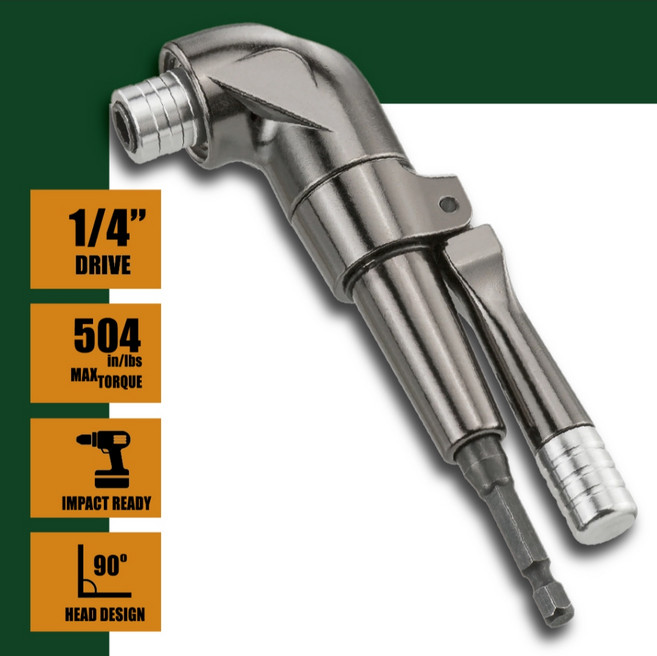 愛森諾工具 / Arsenal Tool 電動起子用直角轉接頭 直角彎頭 90度彎頭 接頭拐角器 18 24V電動起子, 1個, 單組90度轉向起子接頭
