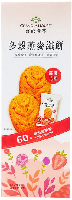宴麥森林 多穀燕麥纖餅 莓果口味 660公克, 22 公克, 30
