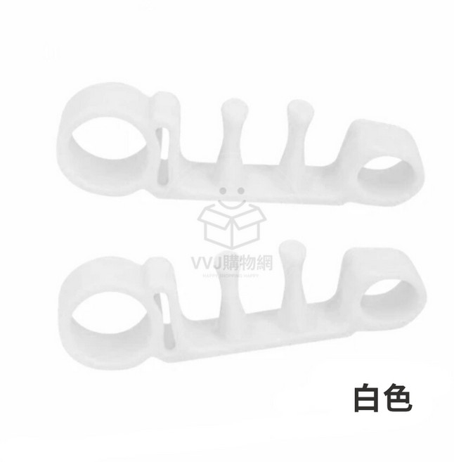 美腿五指分趾套 矽膠腳趾分離器 拇指外翻矯正 腳趾紓壓 SEBS材質 兩入組, 1個, 白色
