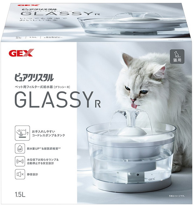 GEX 愛貓智能型透涼感飲水器 1.5L, 透明色, 1個