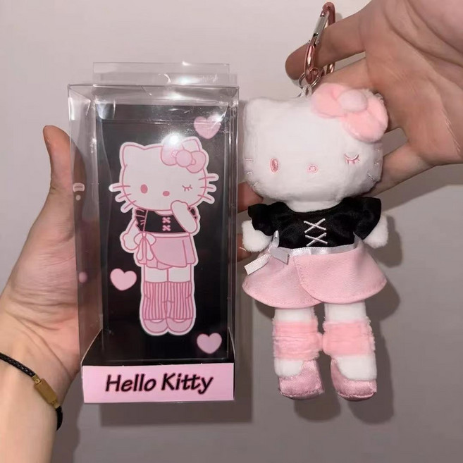動漫香港限定 Hello Kitty 香風毛絨公仔掛件鑰匙扣, 1個, 芭蕾禮盒裝