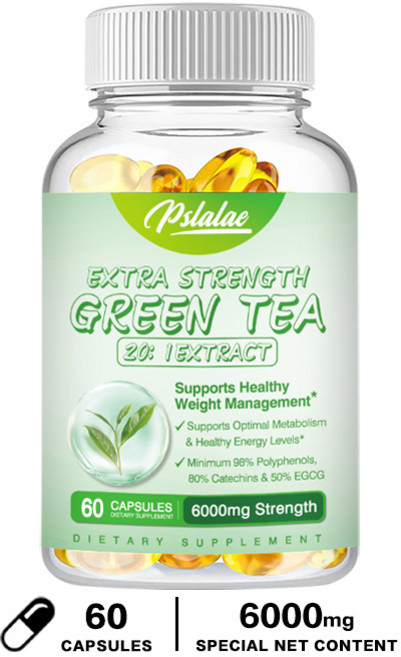 Pslalae 活力綠茶濃縮膠囊 6000mg 20:1 高濃度萃取, 60