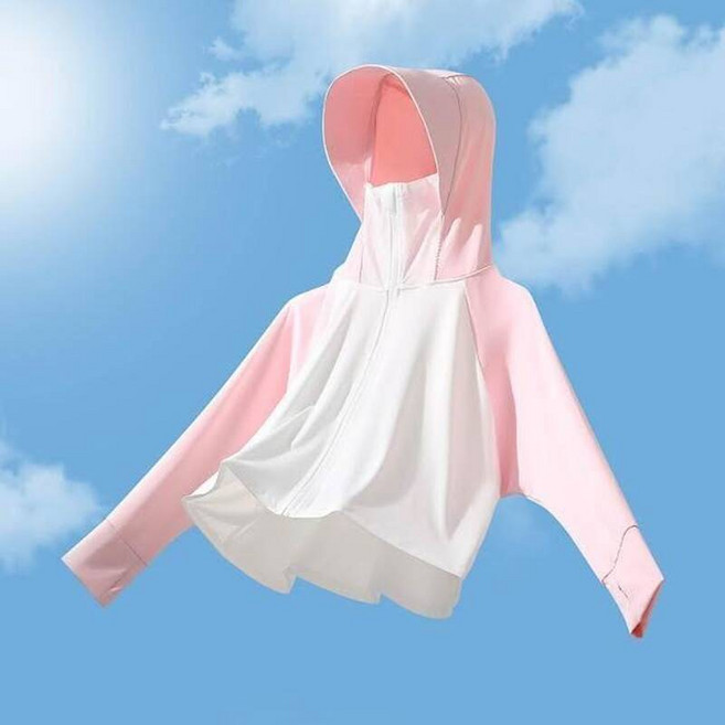 抗uv防曬外套女生大尺碼速乾透氣夏天休閒運動外套吸濕排汗冰絲涼感外套跑步登山連帽外套防水遮陽工作服防曬衣外套輕量輕薄外套, RT06白粉