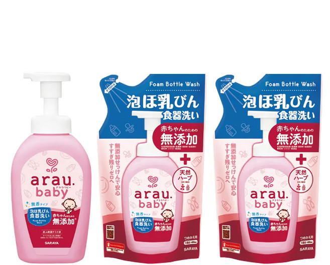 SARAYA arau.baby 愛樂寶寶貝 AR無添加奶嘴奶瓶泡泡500ml + 補充450ml x 2, 1組, 450ml