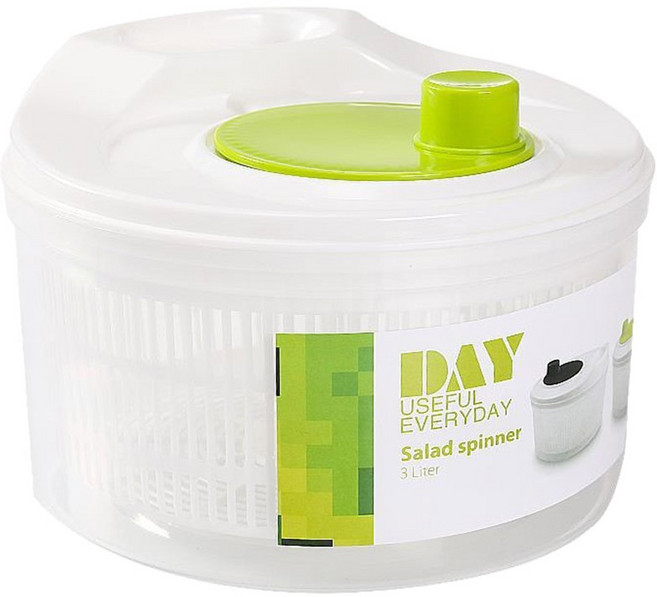 旋轉沙拉蔬菜水果瀝水器 洗菜瀝水盆 蔬菜脫水器 甩水洗菜籃 甩乾瀝水籃 手搖脫水器 廚房手動甩幹機 洗菜神器 洗菜籃 洗菜盆, AH-614A 手搖式果蔬脫水器3L-綠色, 1個