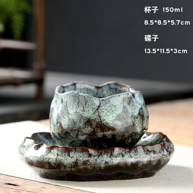 香薰陶瓷杯 加厚蠟燭杯, 杯 碟 - 青色