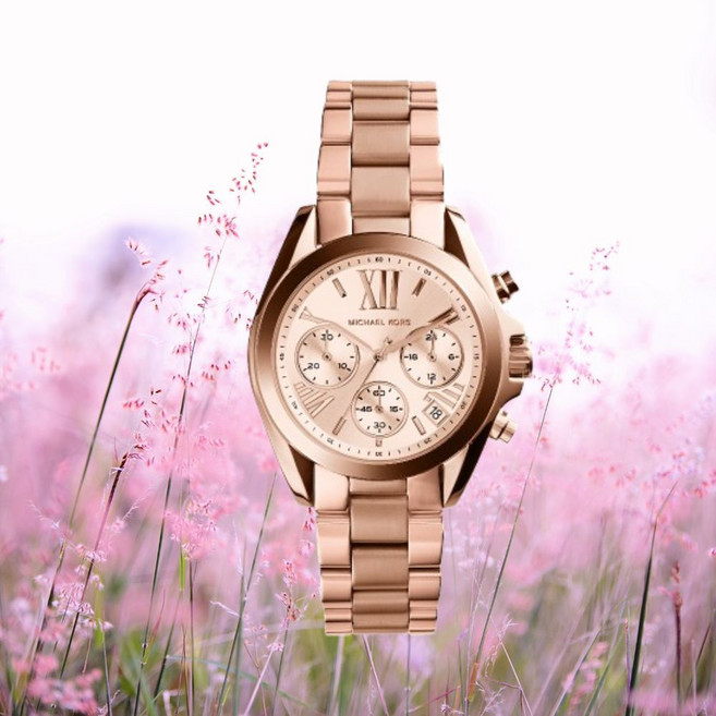 MICHAEL KORS 美式經典三眼計時玫瑰金腕錶 MK5799