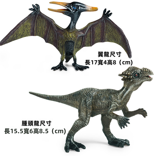 侏羅紀恐龍玩具仿真實心動物模型認知霸王龍雷克斯暴龍暴虐龍滄龍, 1個, SS升級版復古(翼龍腫頭龍組合):384