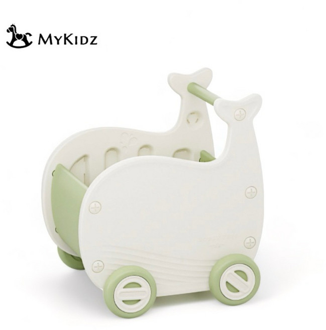 MyKIDZ 鯨魚造型兒童收納推車 大容量玩具收納箱 寶寶學步手推車 防水防霉, 1個