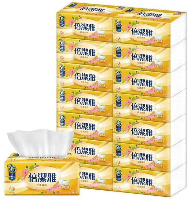 倍潔雅 花漾柔感抽取式衛生紙, 14個, 150張