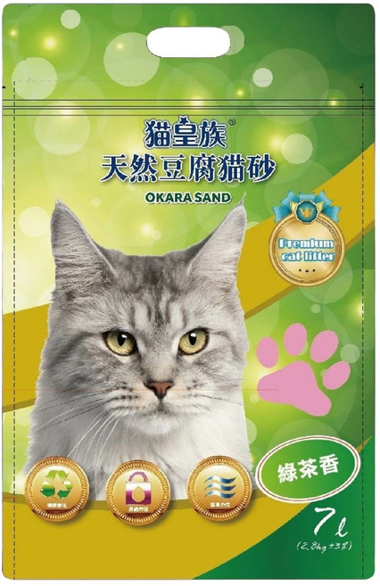 貓皇族 天然豆腐貓砂 綠茶香 7L, 4個, 綠茶