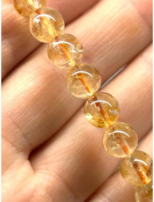 天然彩虹光黃水晶手珠