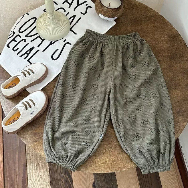 萱寶媽咪baby童裝館 現貨萱寶媽咪韓版兒童春秋冬薄款燈芯絨長褲日系童裝男童長褲女童長褲中大童休閒長褲兒童秋褲燈芯絨褲寬鬆長褲運動長褲哈倫褲