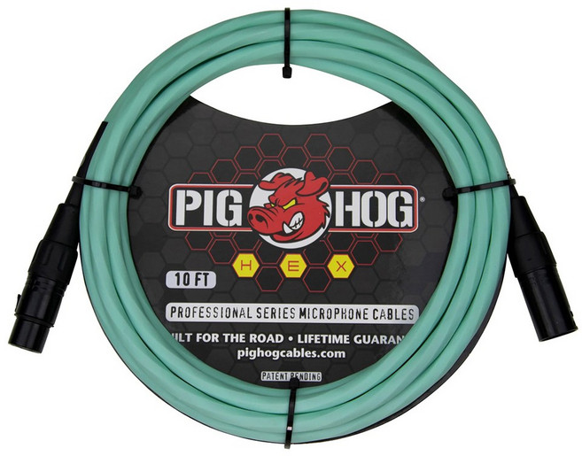 PIG HOG 10英尺專業級麥克風線材,堅固耐用,終身保固, 1個