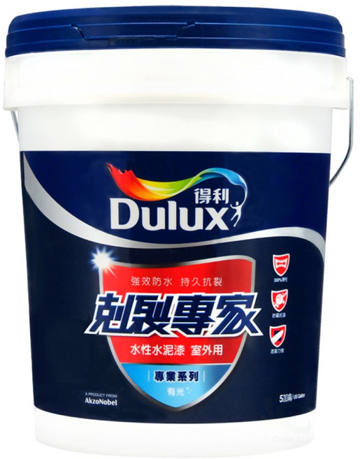得利 Dulux 剋裂專家外牆防水漆 A955 5加侖 鐵灰 18.925L 水性水泥漆 室外用 強效防水 持久抗裂 有光, 1桶