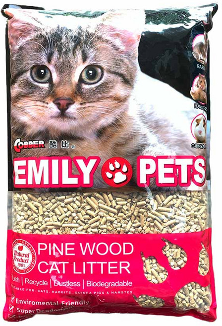 EMILY PETS 松木砂 貓砂 9kg 寵物木屑砂 除臭低塵 環保可分解 適用貓兔鼠, 1包, 木質香