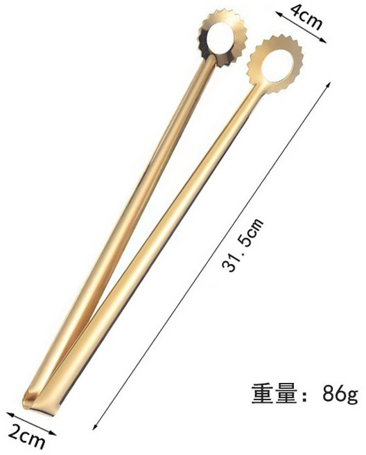 304不鏽鋼防滑尖齒烤肉夾 料理夾 食物夾 鏡面拋光, 1個, 大號金色