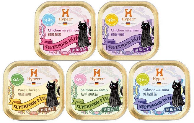 Hyperr 超躍 貓咪 德國機能主食罐 美毛+日常保養組合, 150g, 10個, 混合口味
