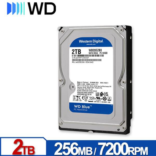 Western Digital WD20EZBX 2TB 3.5吋 7200RPM SATA硬碟, 1GB
