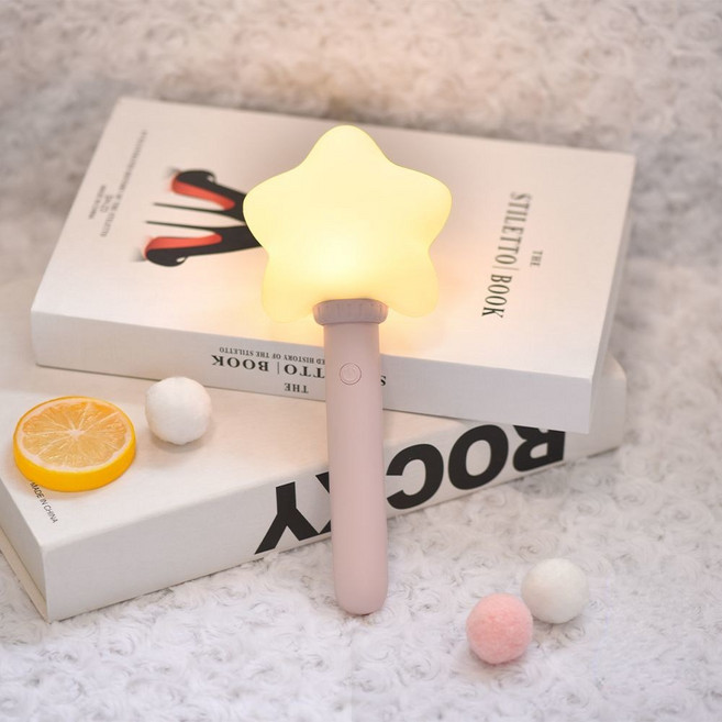 可愛矽膠手持小夜燈 星星斧頭錘子造型兒童安撫燈應援棒, 星星手持硅膠燈