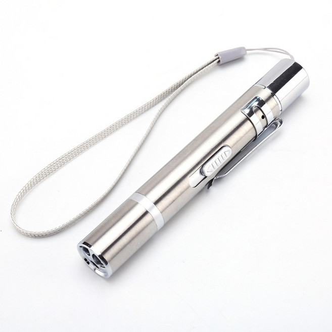 USB 充電激光逗貓筆 多功能紅外線手電筒 幼貓互動訓練逗貓玩具, 1個, 9127不鏽鋼-經典款:如圖