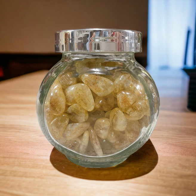 Sweet Heart 水晶碎石罐裝 多色能量石 250克 居家裝飾擺件, 黃水晶 250G罐裝, 黃水晶