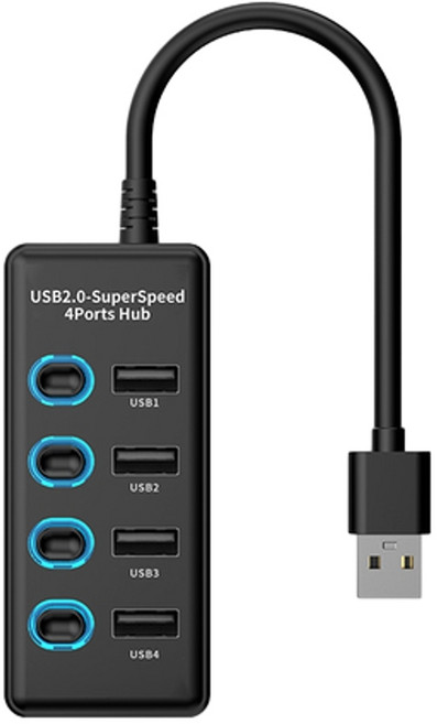 LIUSHEN USB3 0 四合一分線器 附獨立開關, USB轉4口USB2.0 資料線長0.3米, 1