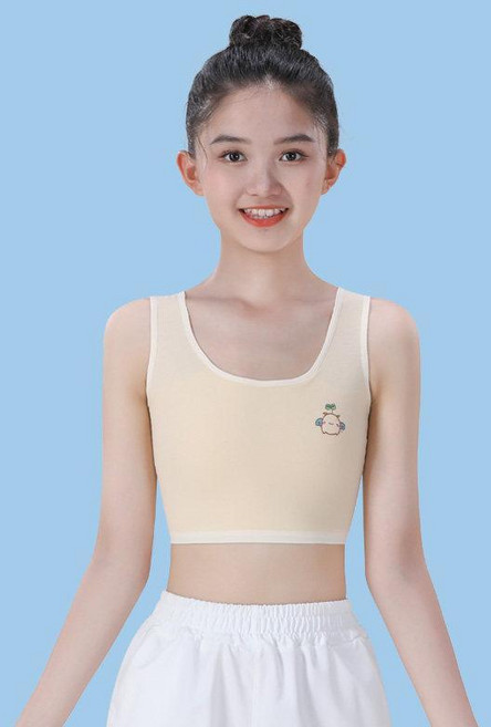 兒童發育期純棉小背心 透氣雙層防凸點 少女內衣