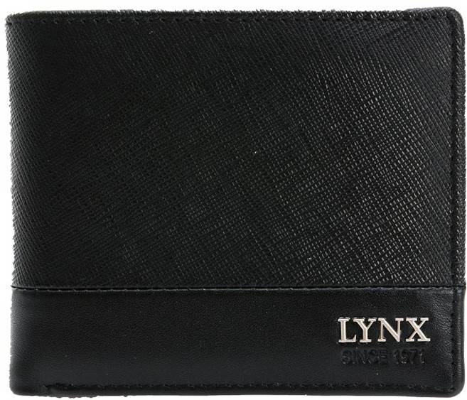 Lynx 美國山貓 進口牛皮 12卡拉鍊短夾 男夾 皮夾 黑色
