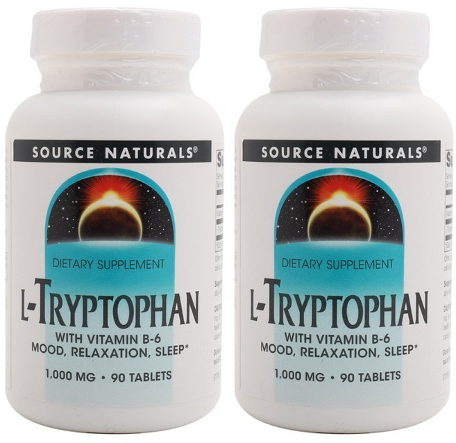 SOURCE NATURALS L-色胺酸&維他命B6錠 1000mg, 90顆, 2罐