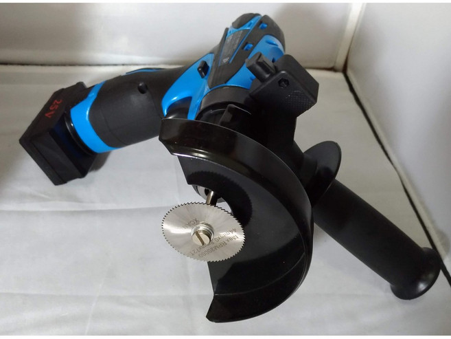 25V 無線電鑽工具組, 1個, 25V電鑽雙顆電池_手把鋸片防護5吋拋光