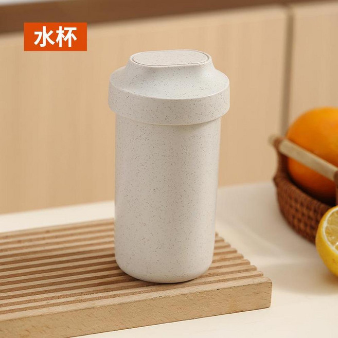 簡約分格塑膠便當盒 附餐具, 水杯480ml, 1個