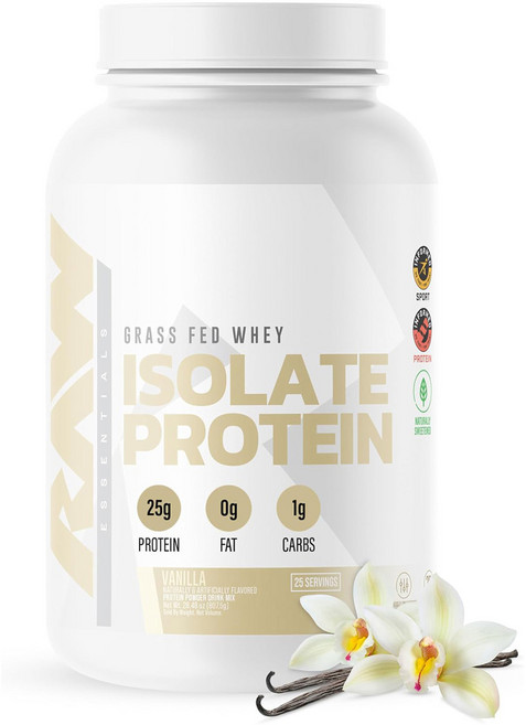 RAW Nutrition 分離乳清蛋白 香草口味, 1個, 807.5g