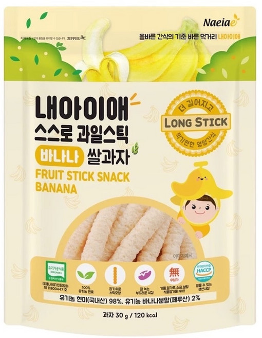 Naeiae 韓國嬰幼兒米餅棒 30g/包 6M+, 1個, 香蕉 (30g/包)