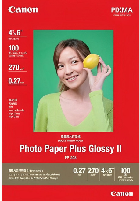 OA小舖 CANON PP-208 4x6 超光亮相片紙 100張入 噴墨相片打印紙, 1包