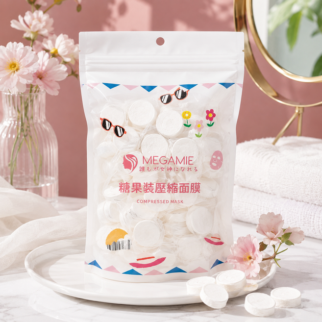 MEGAMIE 糖果裝壓縮面膜, 3組, 60入