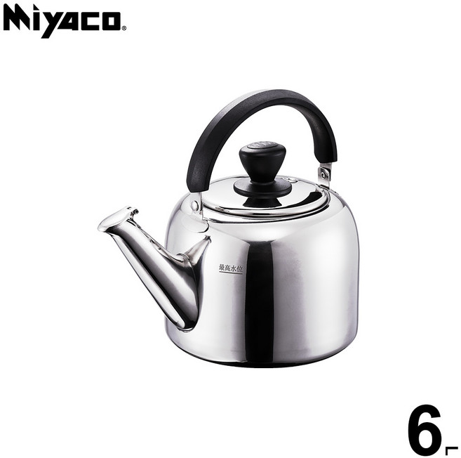 Miyaco 麗緻316不銹鋼笛音茶壺, 銀色, 1個, 6L