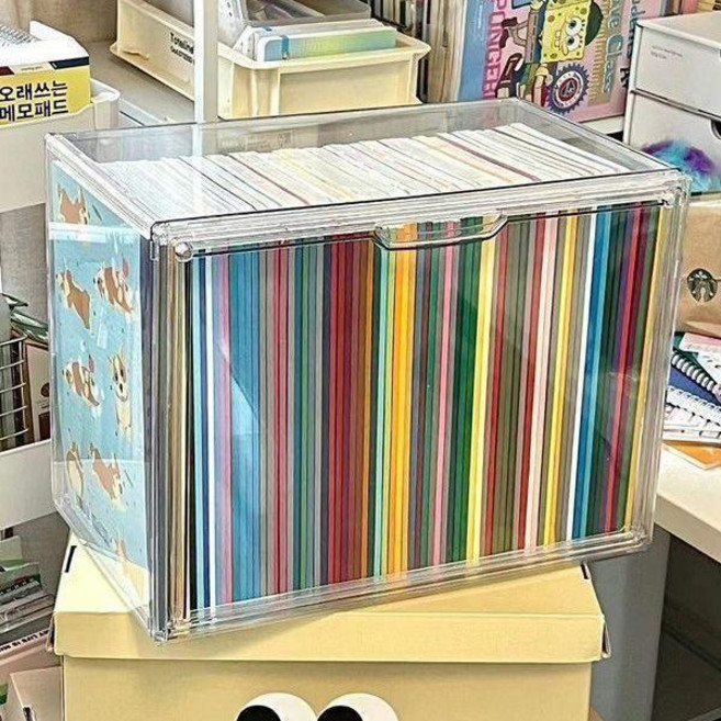 防塵亞克力透明書箱 可疊加收納盒, 1個, BK特大號書箱36*27*22cm