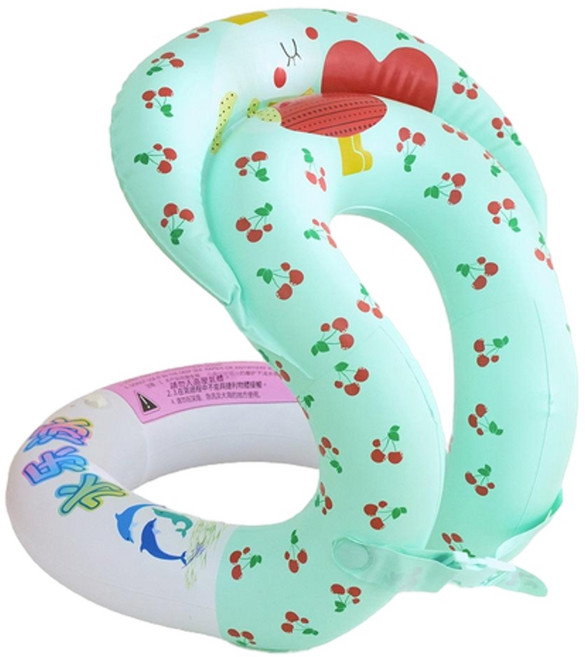 筱侶兒童游泳圈 寶寶初學充氣背心, S - 綠色 - 櫻桃 適合2 - 6歲, 1個