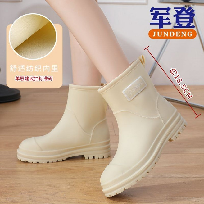軍登短筒時尚雨鞋女簡約低筒雨靴百搭防水靴勞保暖膠鞋學生水鞋女