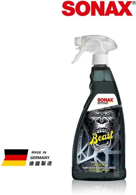 SONAX 鋼圈魔獸 輪圈鐵粉 去除髒污 德國製造, 1個, 1000ml