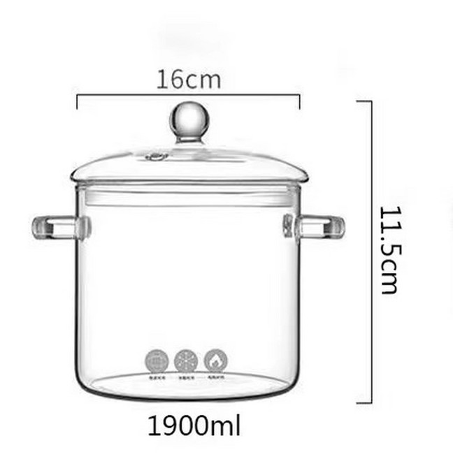 高硼矽玻璃燉鍋 雙耳款, 琥珀色 高硼矽玻璃煲 雙耳款 1.9L
