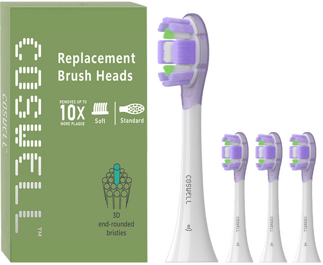COZWELL 適用於小米電動牙刷刷頭 掃振系列 MES609/MES610 柔軟護齦型, 4個, 柔軟護齦型CX05-1/4入
