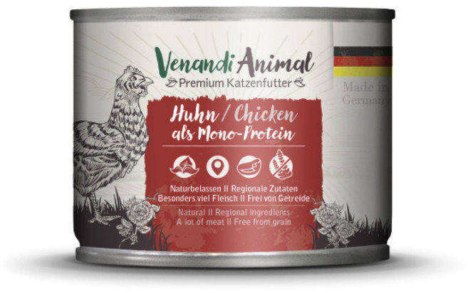 Venandi Animal 貓主食罐 德國製造 低敏無穀, 200g, 1個, 美味嫩雞