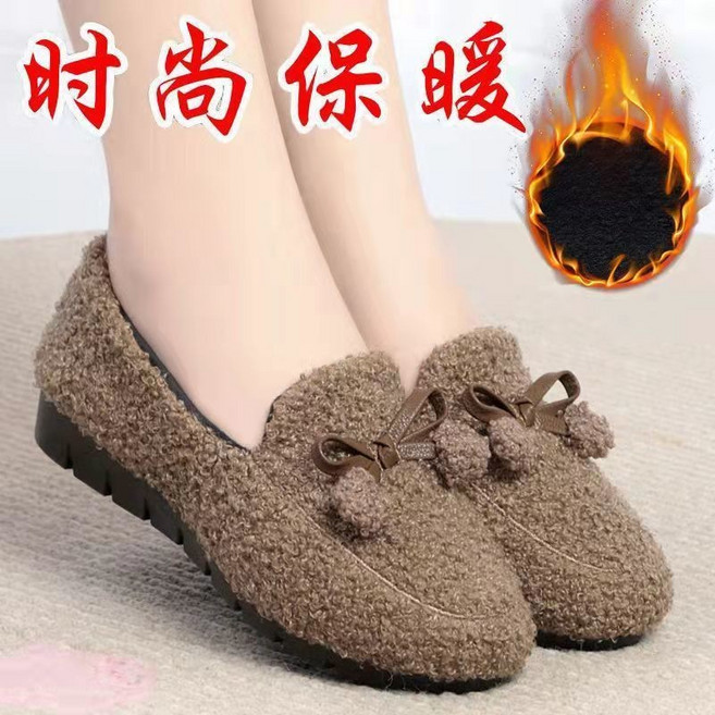 時尚保暖毛毛鞋,女士冬季新款加絨豆豆鞋