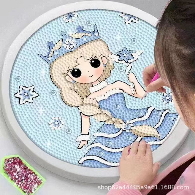 吉伊卡娃 鑽石畫 鑽石貼畫 diy 兒童diy 手作diy 裝飾畫 幼稚園 狗 貓, 1個, 公主198(不含框)