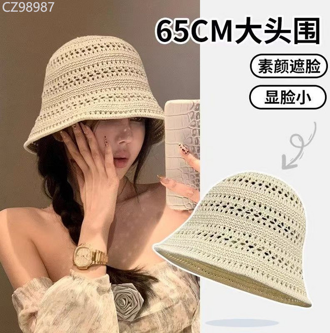 鏤空針織漁夫帽子女 薄款透氣防曬盆帽